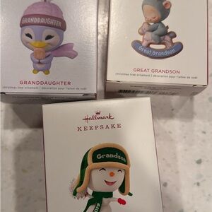 Hallmark Keepsake Granddaughter and Great Grandson Ornaments